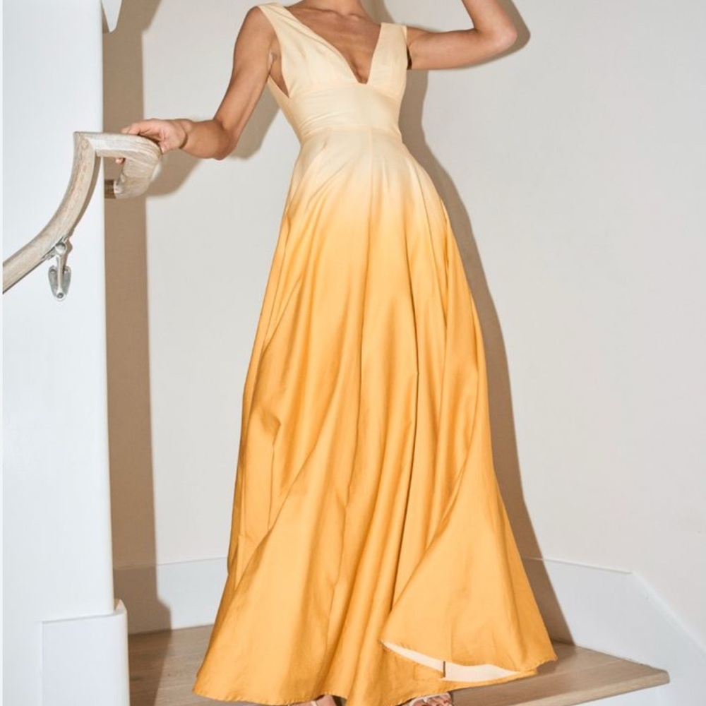 M.G. style x Antoni Melani Cotton Ombré Deep V-Neck A-Line Dress
